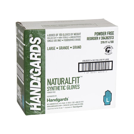 Handgards Handgards Naturalfit Powder Free Large Synthetic Glove, PK400 304362513